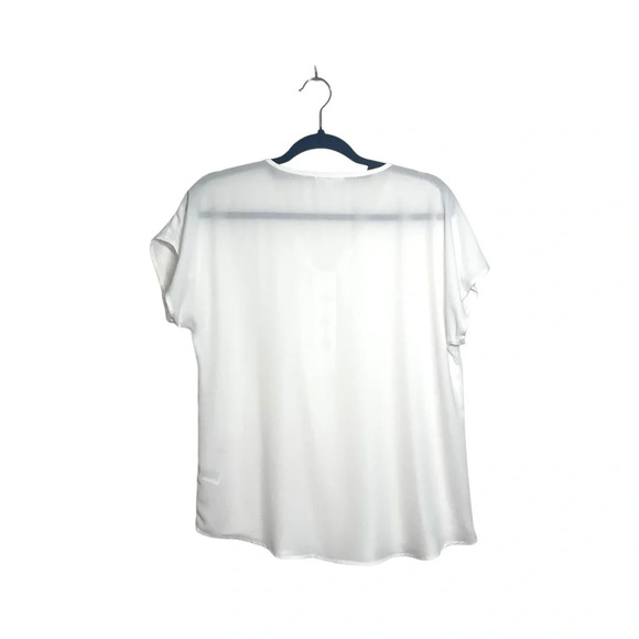 Maurices Solid White Hook & Eye V-neck Short Sleeve Blouse Small Women’s - Picture 8 of 14